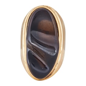 Burle Marx 18K Yellow Gold Free Form Cut Smoky Quartz Ring