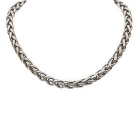 David Yurman Sterling Silver and 18K Yellow Gold Diamond Wheat Chain Necklace