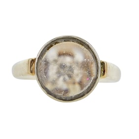 14K Yellow Gold Diamond and Quartz Magnifier Ring