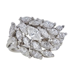 Platinum Marquise Diamond Multi-Row Cluster Ring