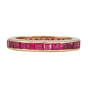14K Yellow Gold Channel-Set Ruby Band Ring