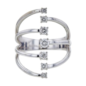 10K White Gold 7 Stone Diamond Multi Band Ring