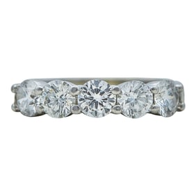 14K White Gold 5 Stone Diamond Band Ring