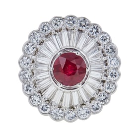 18K White Gold 1.33 carat Ruby and Diamond Ring