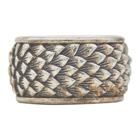 JAI Sterling Silver Feather Band Ring