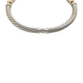 David Yurman Cable Buckle Sterling Silver and 14K Yellow Gold Ruby Cabochon Choker Necklace