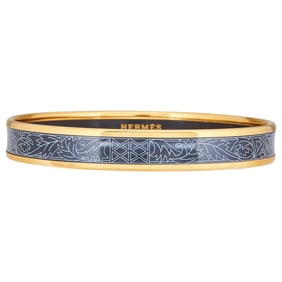 Hermès Gold Toned Metal Enamel Bangle Bracelet