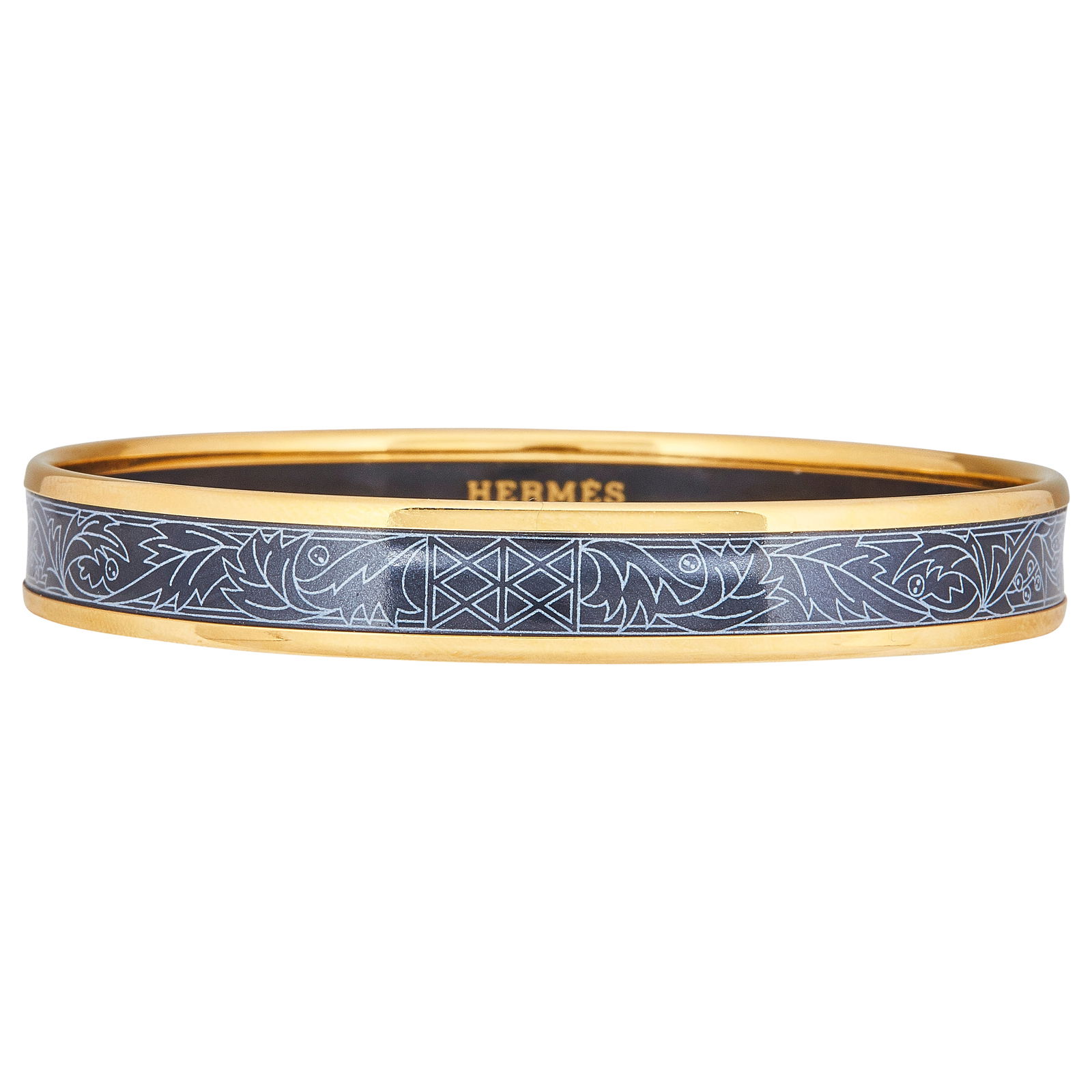 Hermès Gold Toned Metal Enamel Bangle Bracelet (1 of 3)