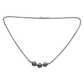 18K White Gold Tahitian Pearl and Diamond Necklace