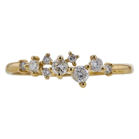 14K Yellow Gold Diamond Scattered Cluster Band Ring