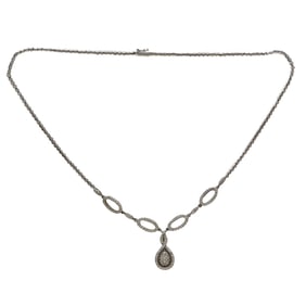 14K White Gold Diamond Loop Pendant Necklace