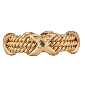 Tiffany & Co. Jean Schlumberger 18K Yellow Gold Three Row X Ring