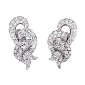 Platinum Diamond Ribbon Earrings