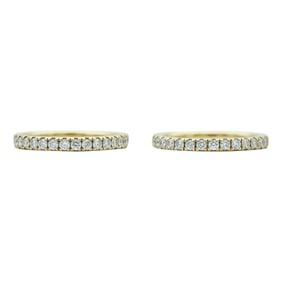 Set of Two 14K Yellow Gold Diamond Band Rings