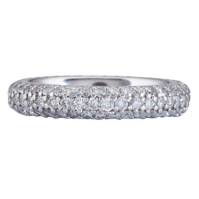 Platinum Three Row Diamond Eternity Band Ring