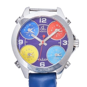 Jacob & Co Five Time Zone Stainless Steel Watch, circa 1995