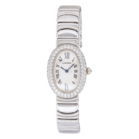 Cartier Baignoire 18K White Gold Diamond Watch Ref. WB5113D8 / 1954, circa 1990
