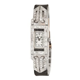 Vintage Geneve Mixed Metal Diamond and Black Onyx Watch