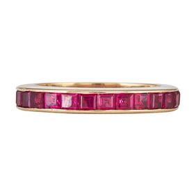 14K Yellow Gold Channel-Set Ruby Band Ring