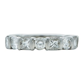 Platinum Mixed-Cut Diamond Band Ring