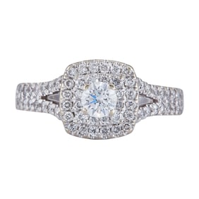 Celebration Grand 14K White Gold Diamond Double Halo Split Shank Engagement Ring