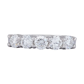 Platinum 5 Stone Diamond approx. 1.65 ctw Band Ring