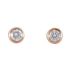 Chow Tai Fook 18K Yellow Gold Bezel-Set 0.19 ctw Diamond Stud Earrings
