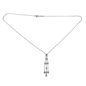 Tiffany & Co. Platinum Diamond Chain Drop Pendant Necklace