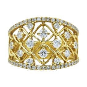 Siera 18K Yellow Gold Diamond Openwork Band Ring