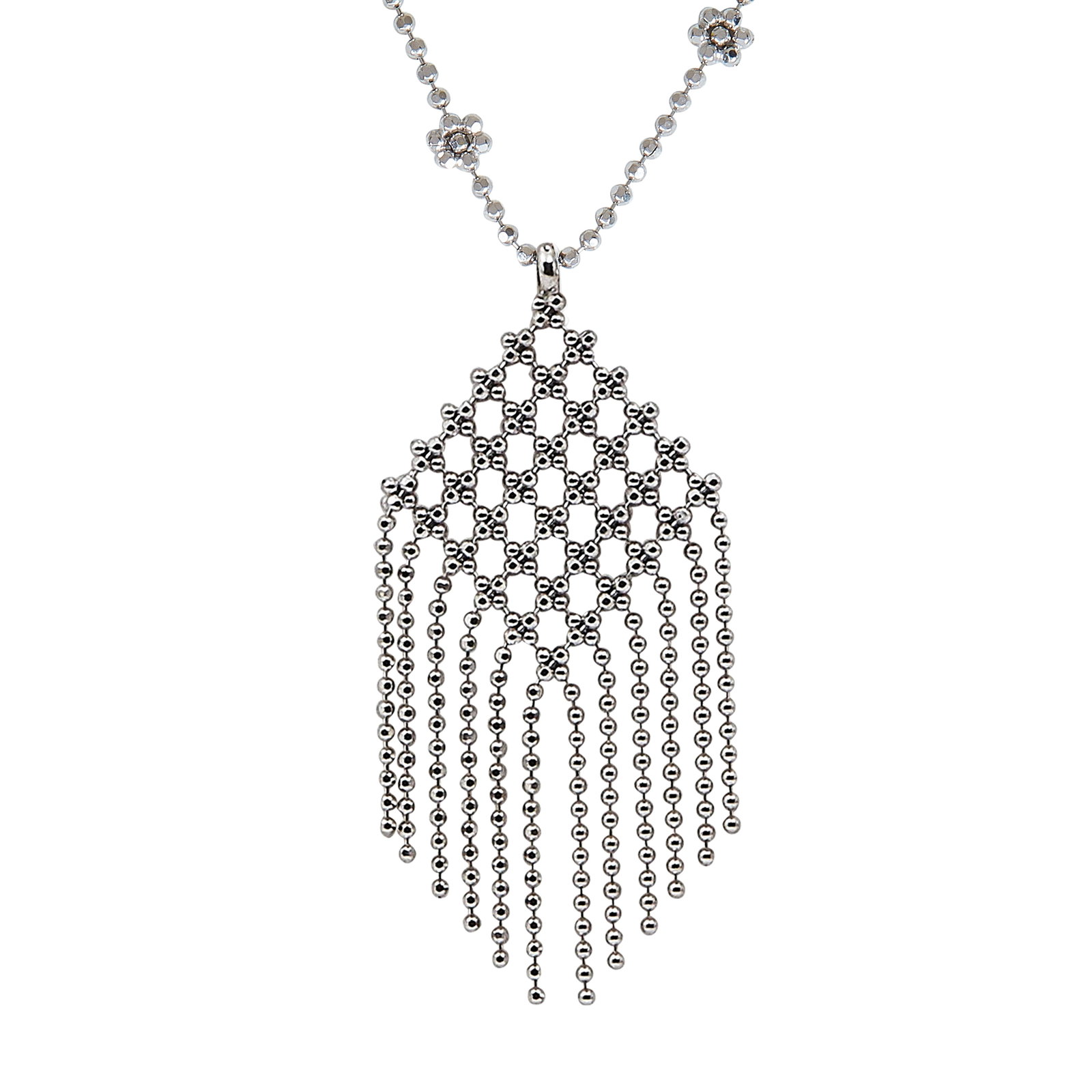 Tiffany & Co. 18K White Gold Faceted Ball Chain Fringe Pendant Necklace (1 of 4)