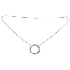 18K Yellow Gold Bezel-Set Rose-Cut Diamond Open Circle Pendant Necklace