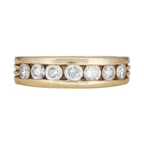 14K Yellow Gold 7 Stone Diamond Band Ring