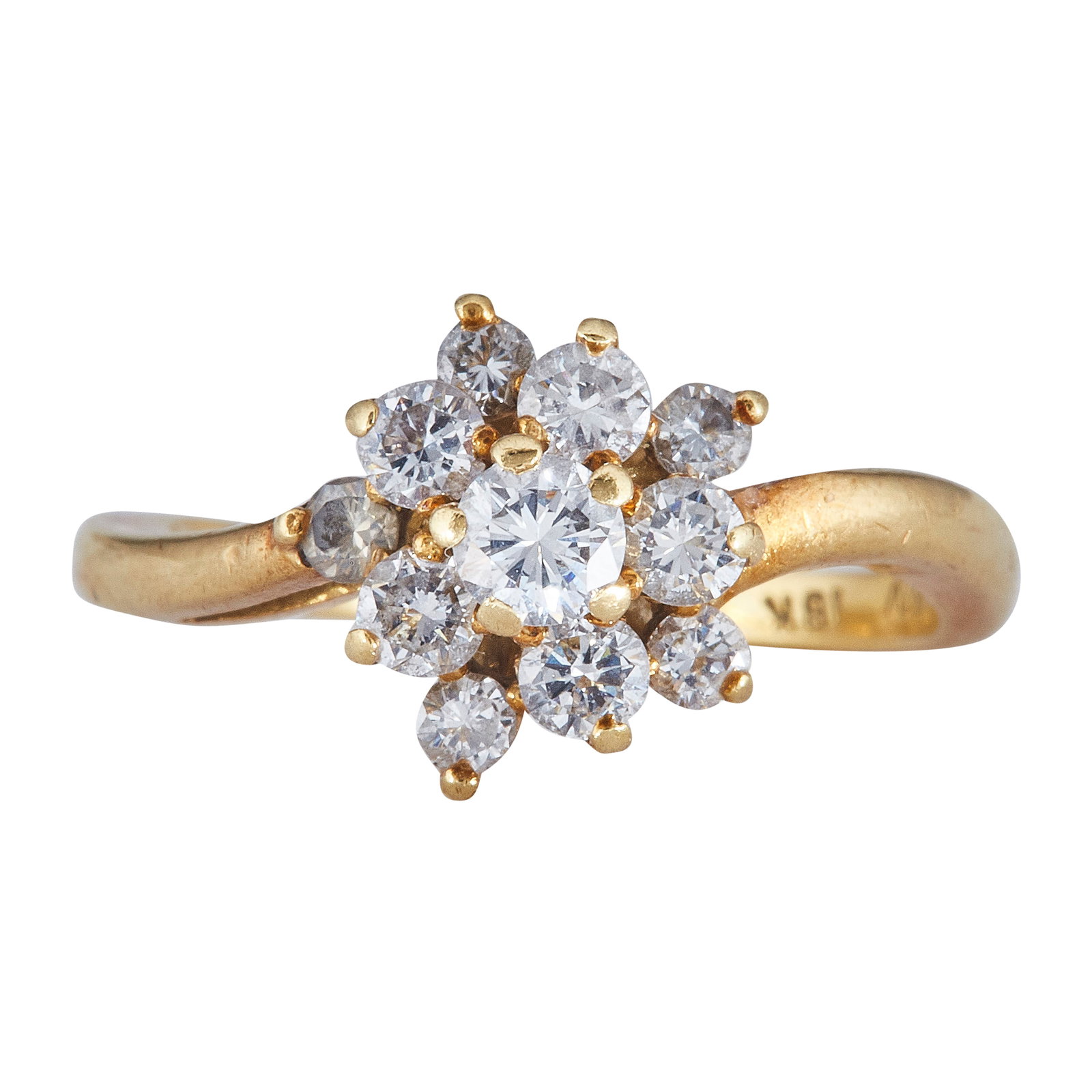 18K Yellow Gold Diamond Floral Cluster Ring (1 of 3)