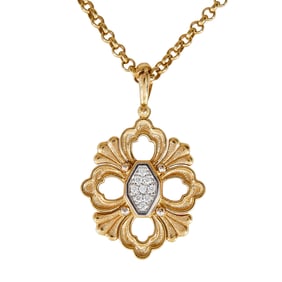 Buccellati Opera 18K Yellow Gold Diamond Pendant Necklace