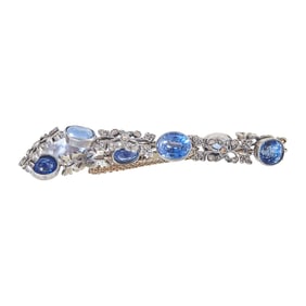 Silver Synthetic Sapphire and Diamond Bracelet