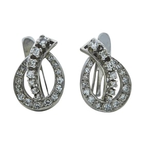 18K White Gold Diamond Loop Earrings
