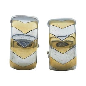 Tiffany & Co. Sterling Silver and 18K Yellow Gold Chevron Huggie Hoop Earrings