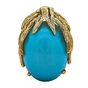 14K Yellow Gold Turquoise Cabochon Pendant