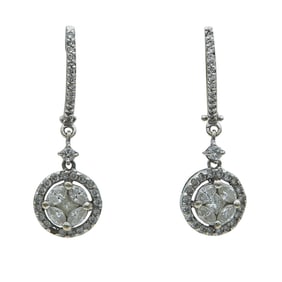 14K White Gold Diamond Illusion Drop Earrings