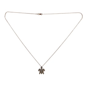 Le Vian Aloha Collection Sea Turtle 14K Rose Gold Light Brown and Colorless Diamond Pendant Necklace