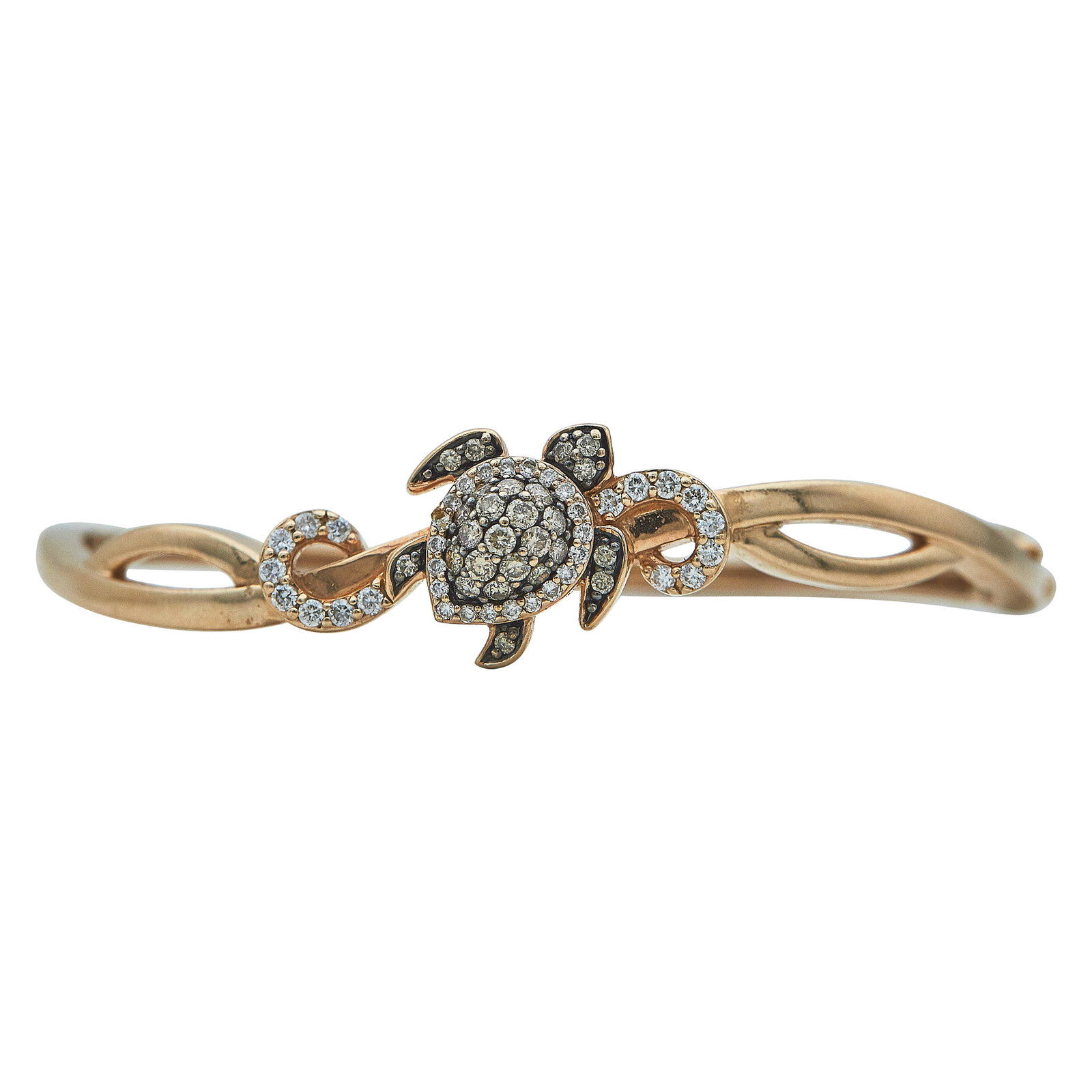 Le Vian Aloha Collection Sea Turtle 14K Rose Gold Light Brown and Colorless Diamond Hinged Bangle (1 of 3)