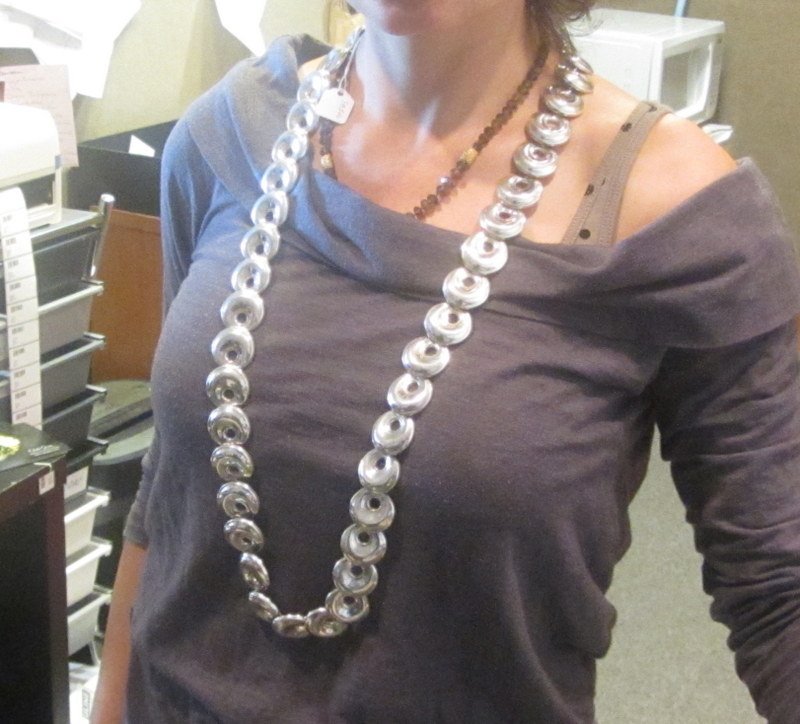 Robert Lee Morris Sterling Sterling Necklace Belt: Vintage Robert lee Morris sterling necklace /belt (not signed), length 30 inches, Measurements of one silver donut link L-30mm x 35mm width, weight -9.98ozt c-sbinc