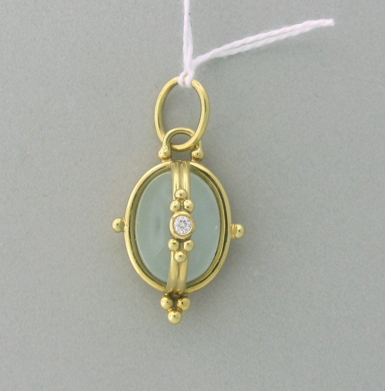 ? Temple St. Clair 18k Chalcedony Diamond Locket: Measurements- 33mm x 17mm, weight- 12.6 grams, gemstones- chalcedony, diamonds, consignor #sbinc.