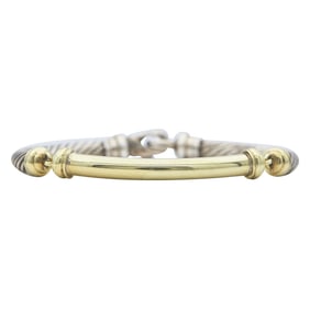David Yurman Sterling Silver and 14K Yellow Gold Cable Link Bracelet