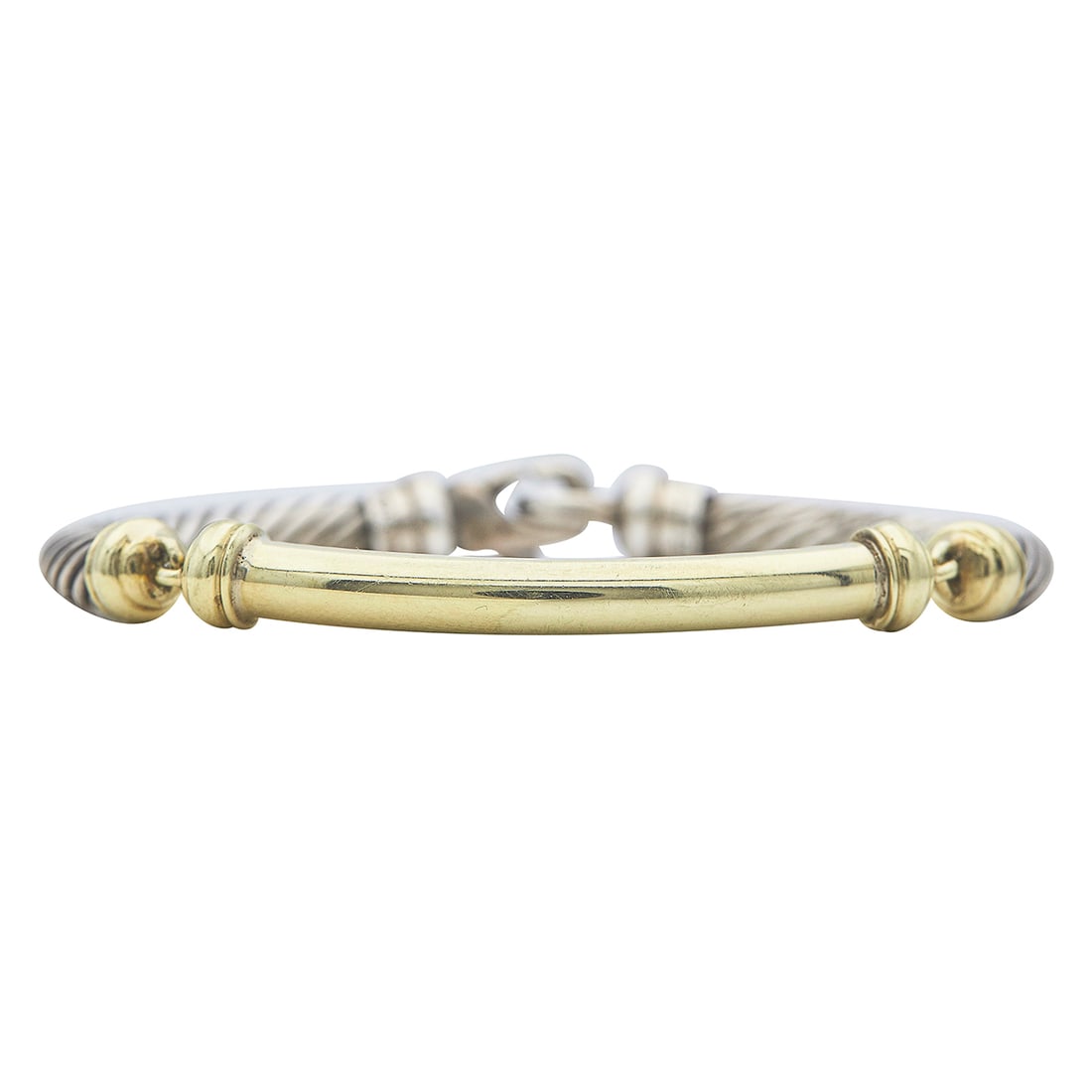 David Yurman Sterling Silver and 14K Yellow Gold Cable Link Bracelet (1 of 3)