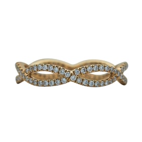 18K Yellow Gold Diamond Two Row Crossover Band Ring