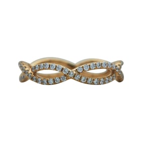 18K Yellow Gold Diamond Two Row Crossover Band Ring