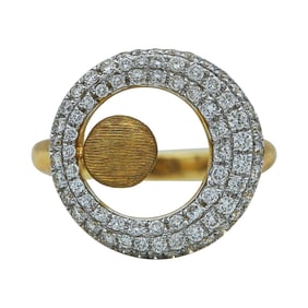 18K Yellow Gold Diamond Asymmetrical Circle Ring