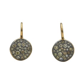 18K Yellow Gold Light Brown Diamond Drop Earrings