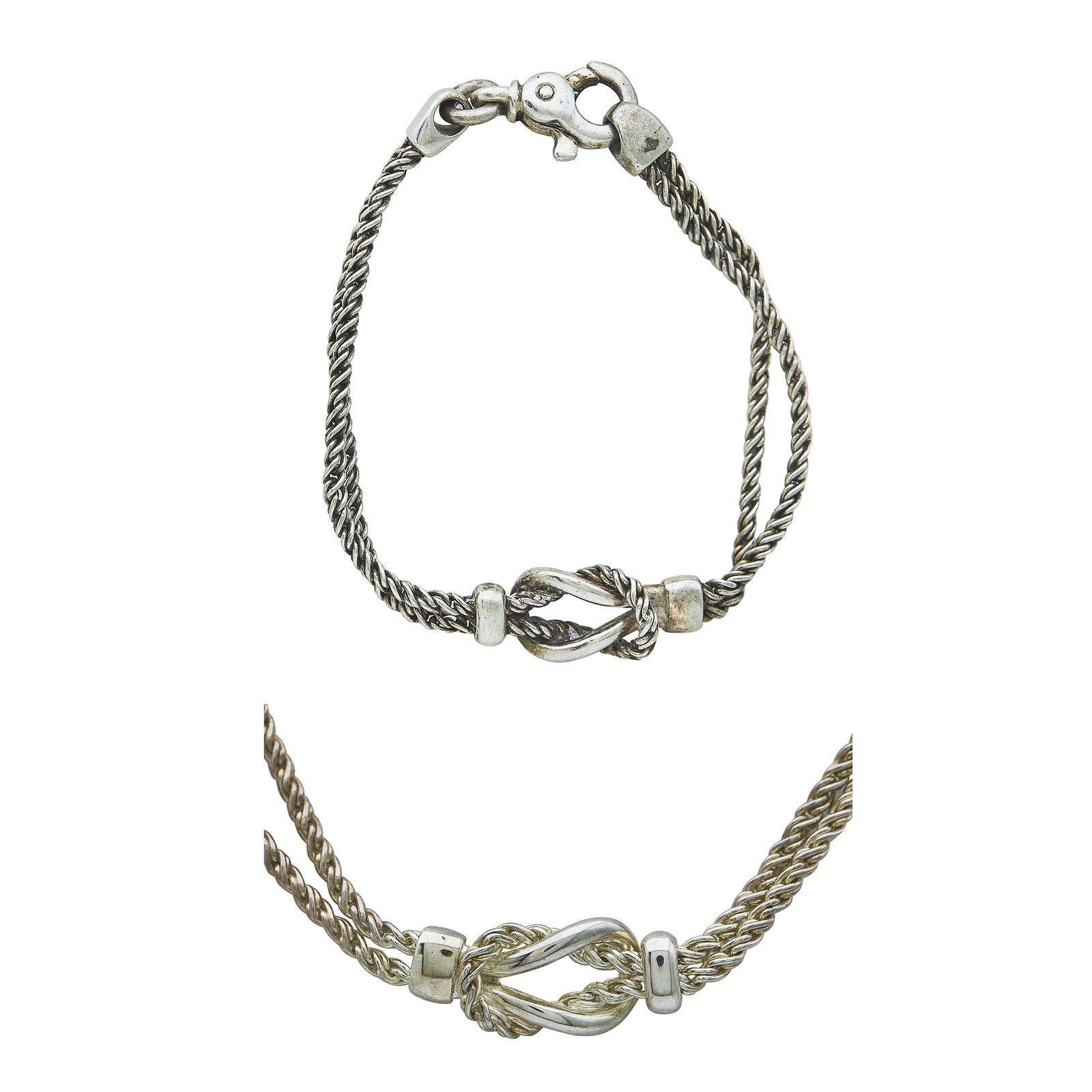 Tiffany & Co. Sterling Silver Square Knot Necklace and Bracelet Suite (1 of 8)